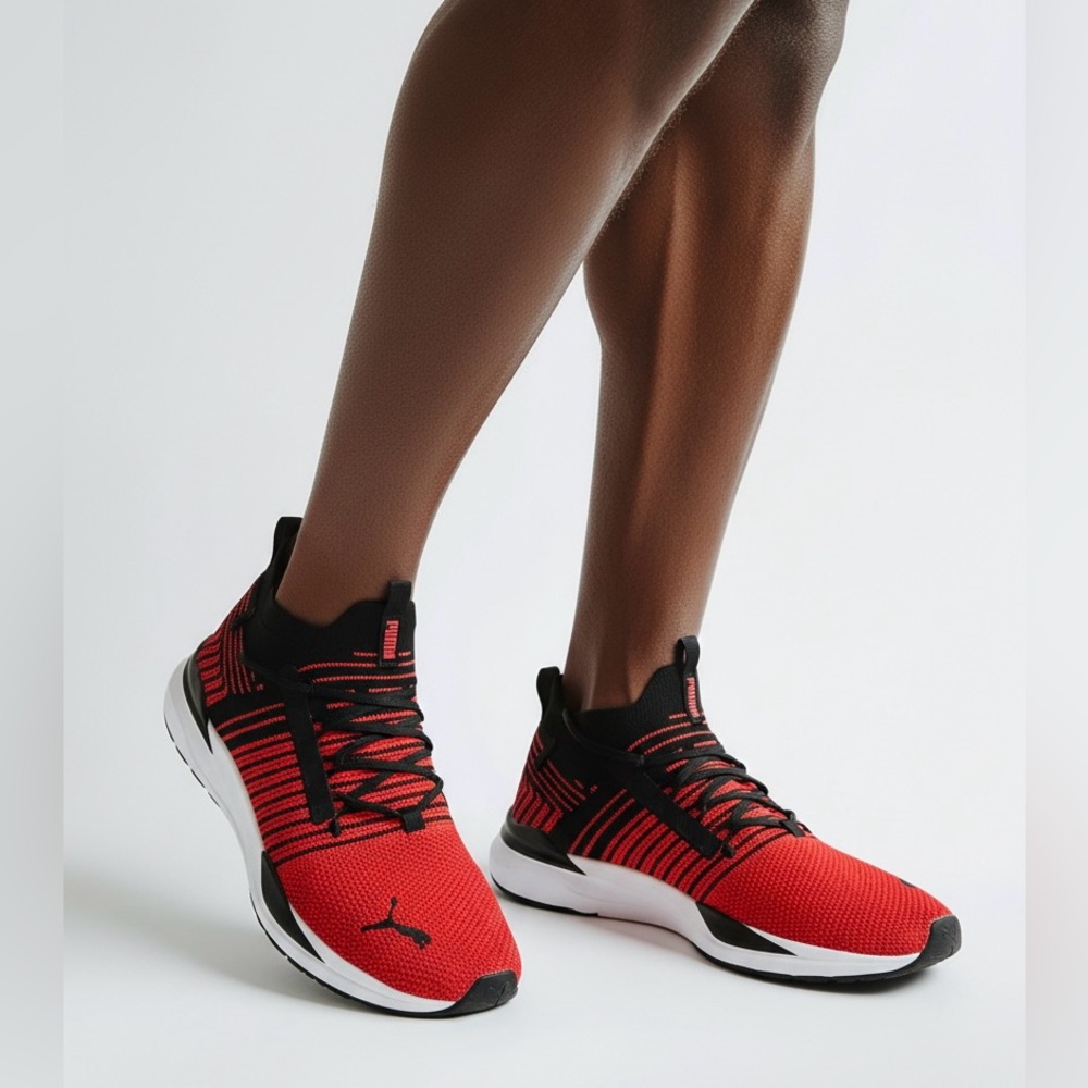 Puma Men's Black and Red Athletic Shoes - Picture 2 of 10